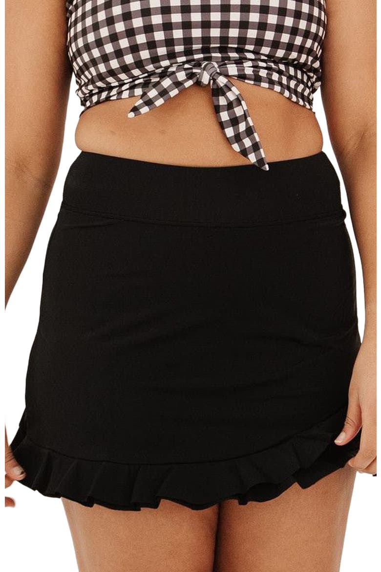 Ruffle Skirt w/ Bottoms, Alternate, color, Black