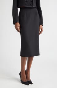 Dolce&Gabbana Satin Trim Stretch Crepe Pencil Skirt