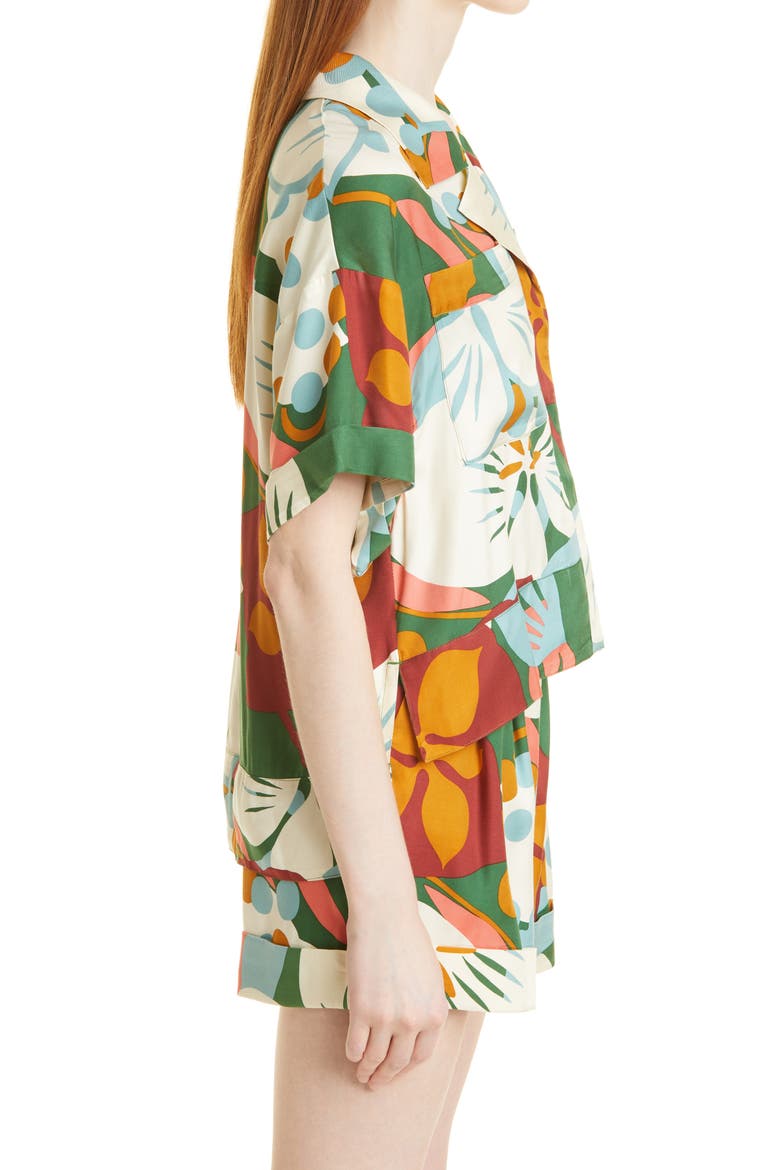Talah Boxy Button-Up Shirt, Alternate, color, GREEN
