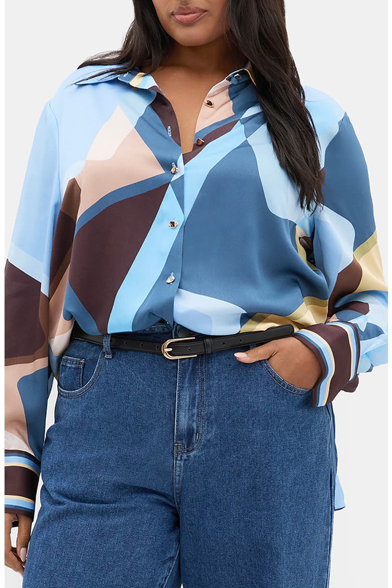 Amaya Print Shirt, Main, color, BLUE ABSTRACT