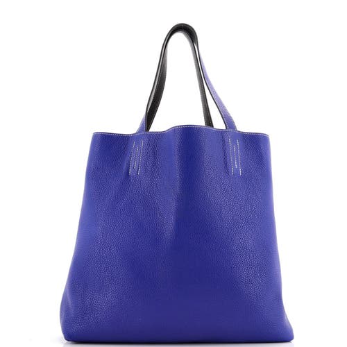 Pre-owned Hermes  Hermes Double Sens Tote Clemence 45 In Blue