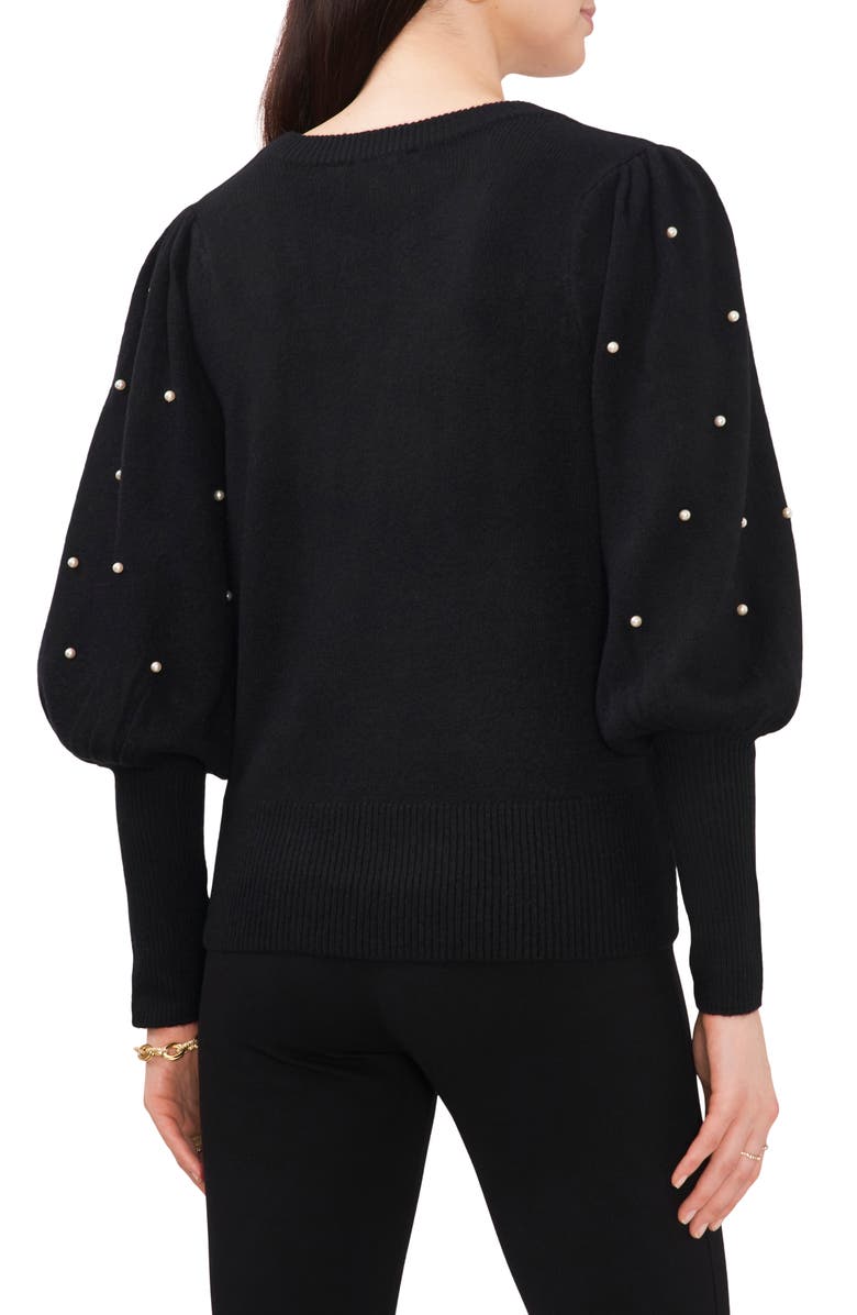 Chaus Imitation Pearl Juliet Sleeve Sweater, Alternate, color,