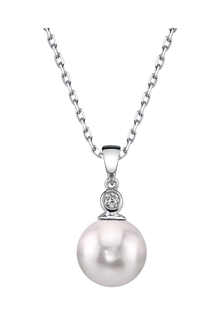 Akoya Pearl & Diamond Michelle Pendant, Main, color, White Gold