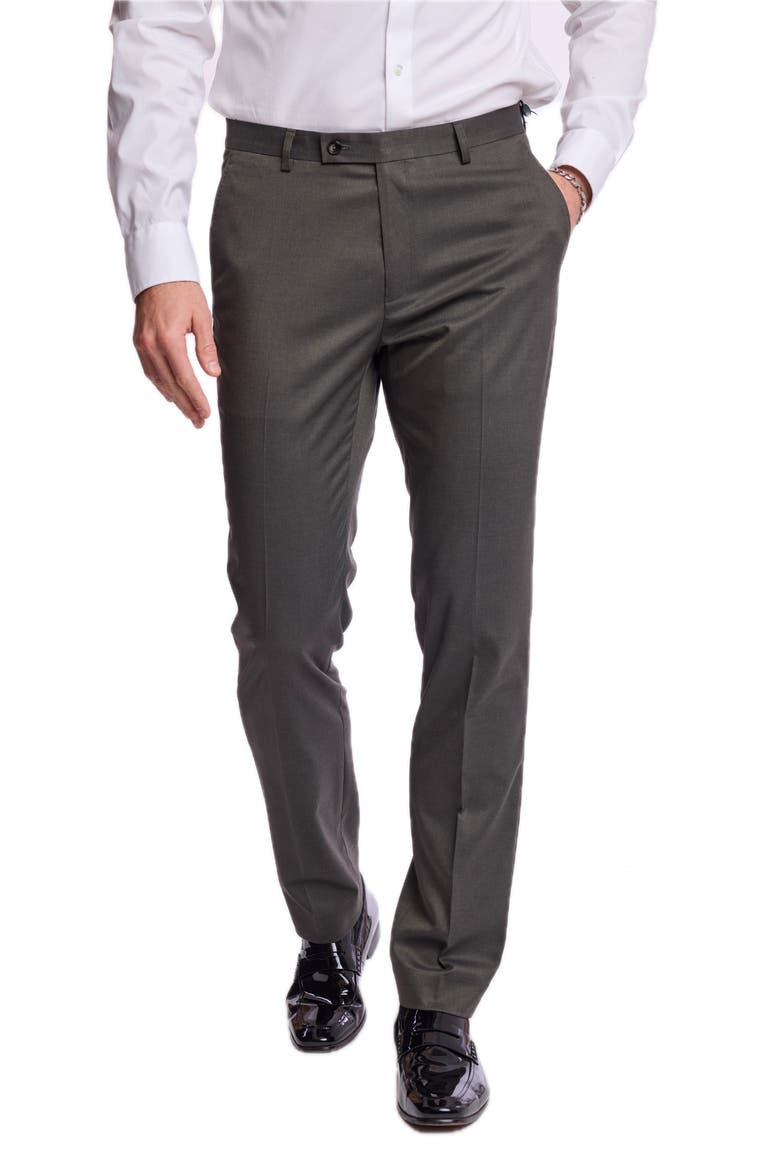 Downing Mid Rise Slim Fit Dress Pants, Alternate, color, DARK OLIVE GREEN