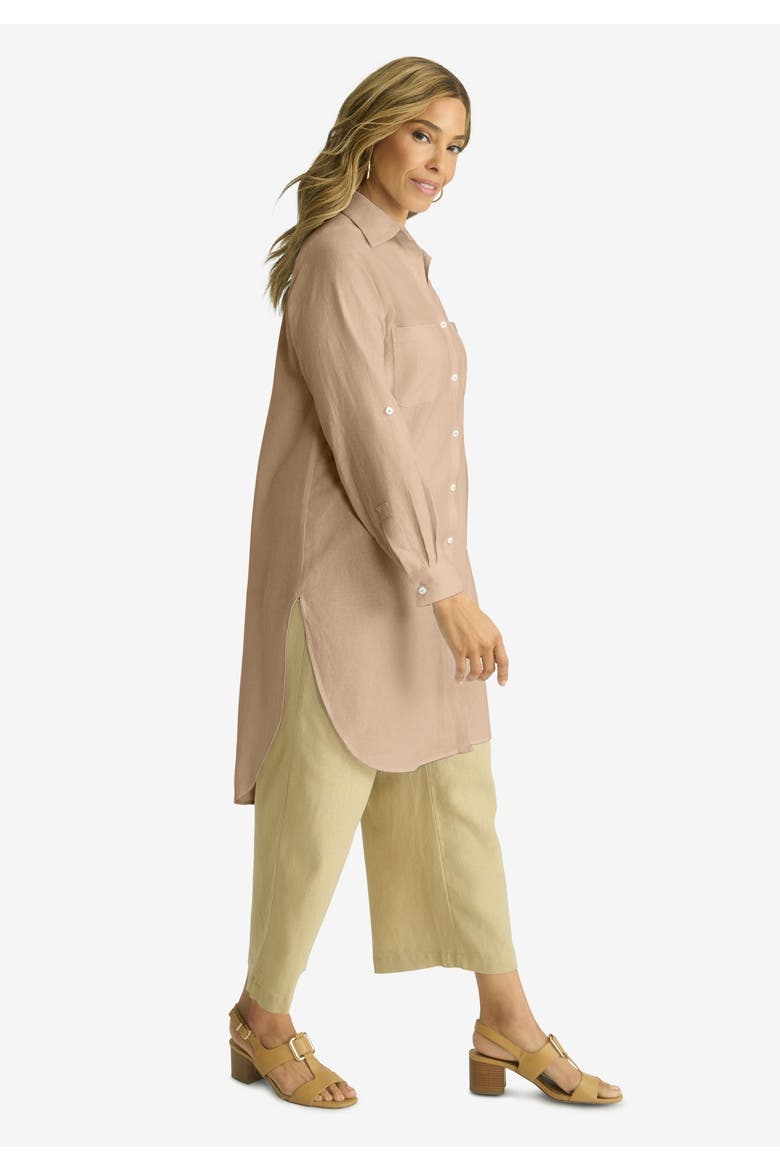 Linen Mega Tunic, Alternate, color, NEW KHAKI