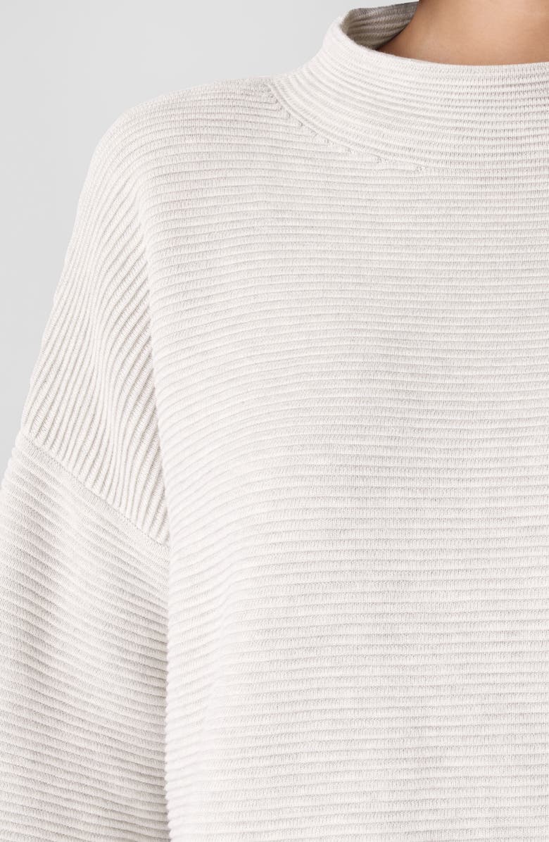 Eileen Fisher Funnel Neck Organic Cotton Blend Sweater, Alternate, color, Sea Salt
