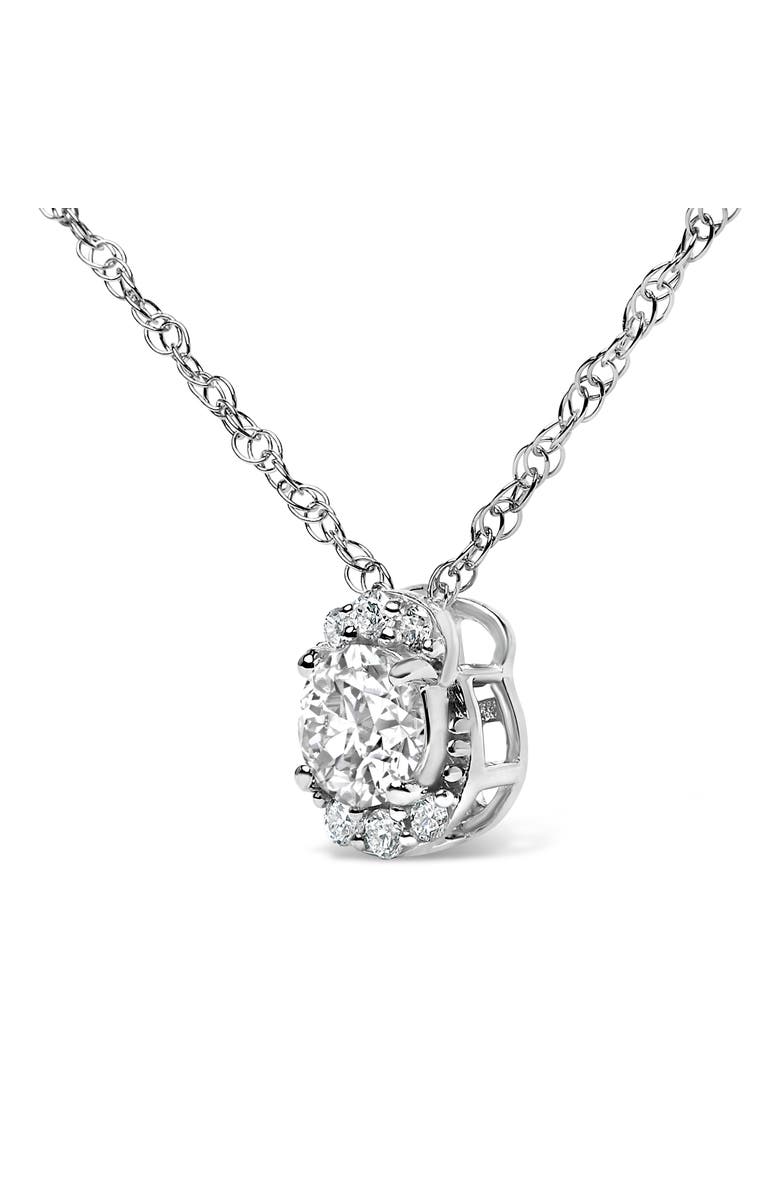 Haus of Brilliance Sterling Silver 1/2 Cttw Lab Grown Diamond Oval Halo Pendant Necklace, Alternate, color, Silver