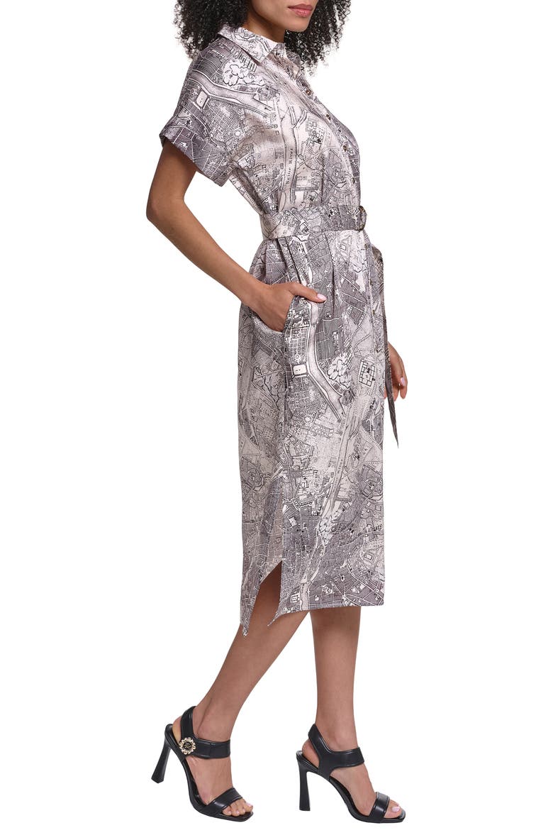 Scarf Print Twill Midi Shirtdress, Alternate, color, BIRCH ESPRESSO