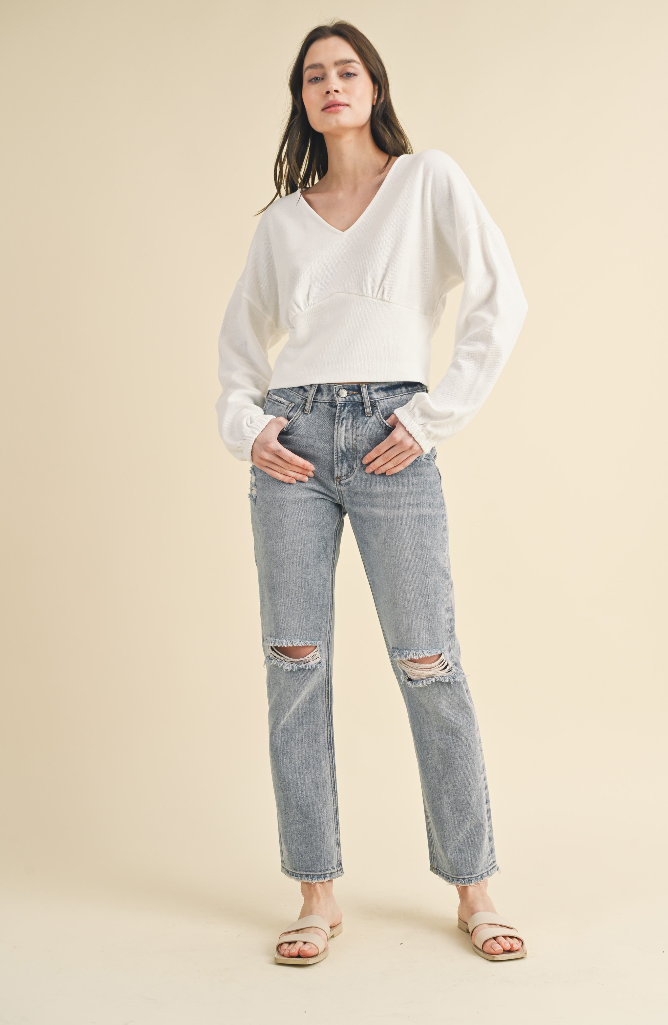 Long Sleeve Cotton Underbust Top - image 2