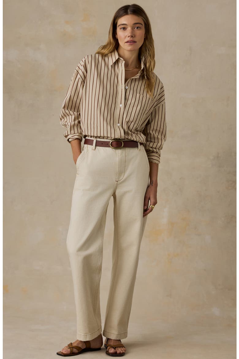 Coastal Relaxed Organic Cotton Button-Up Shirt, Alternate, color, DRIFT SAND STRIPE
