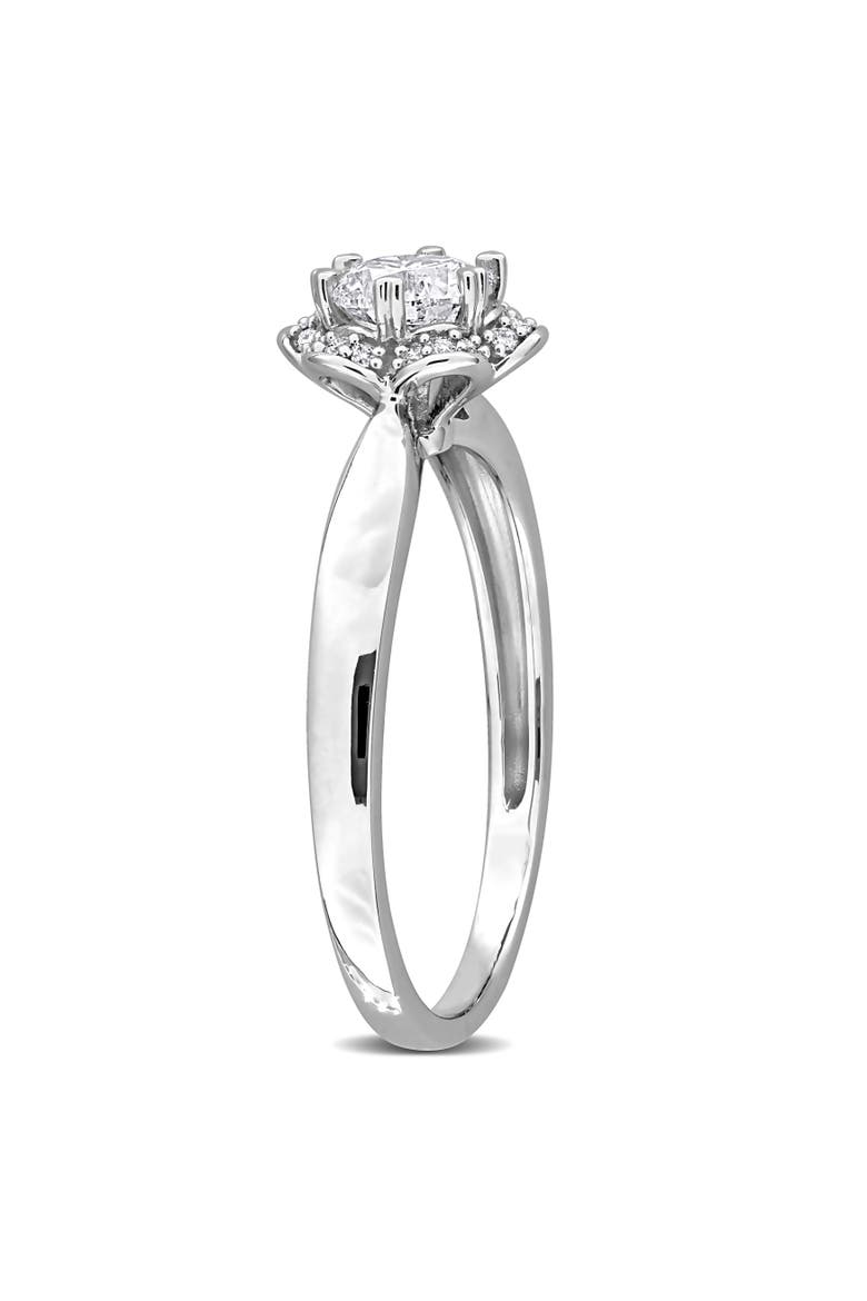 Lab-Grown Diamond Flower Ring 14k White Gold, Alternate, color, White Gold