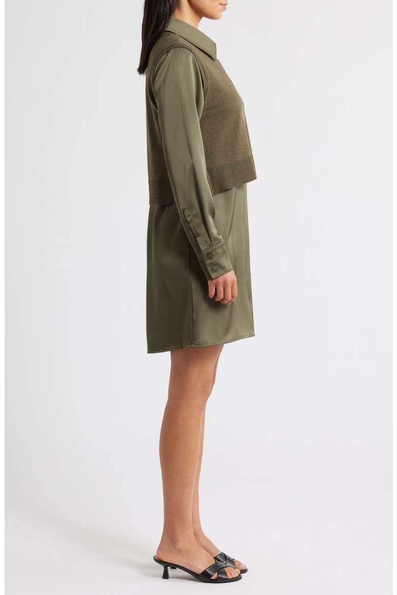 Layered Mixed Media Dress, Alternate, color, LODEN