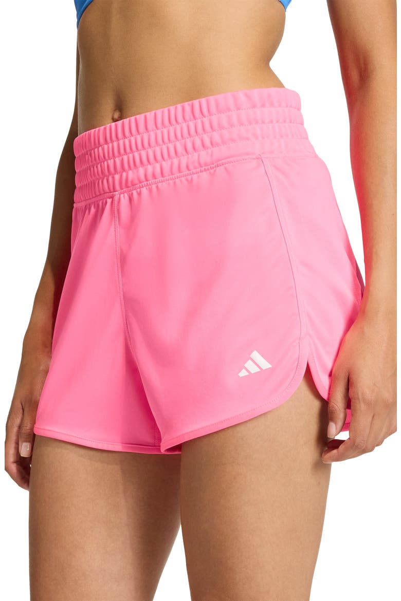 Pacer High Waist Knit Shorts, Alternate, color, LUCID PINK/ WHITE