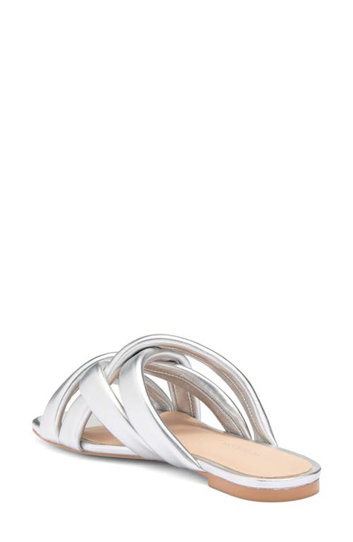 Stuart Weitzman Crossover Leather Slide In Silver