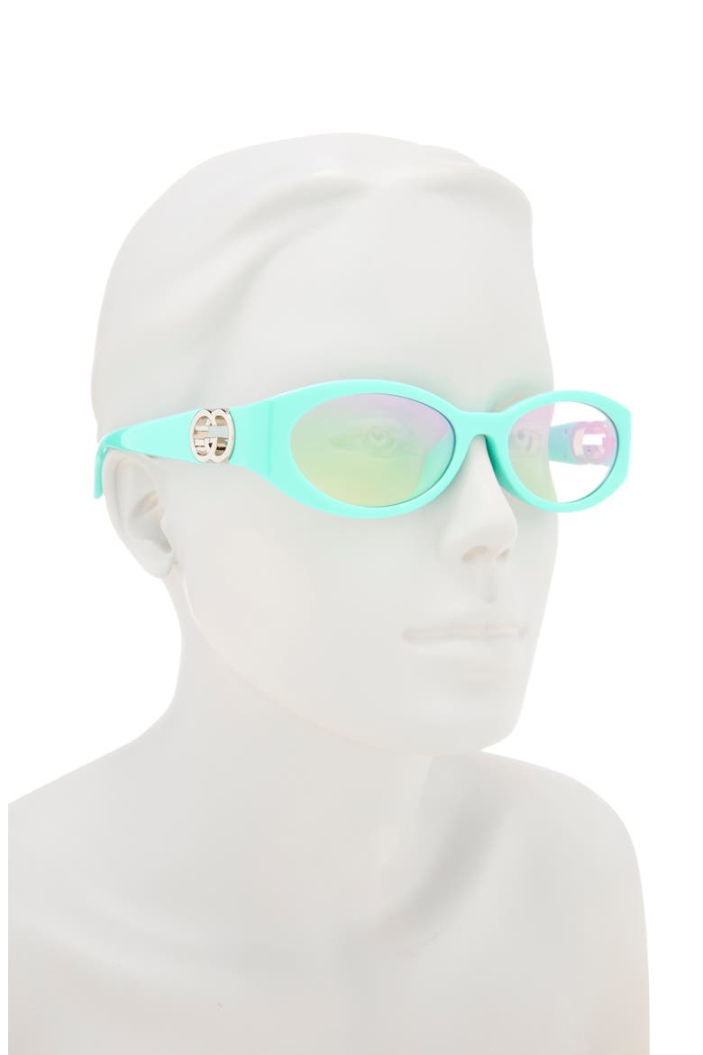 56mm Oval Blue Light Blocking Glasses, Alternate, color, LIGHT BLUE LIGHT BLUE PINK