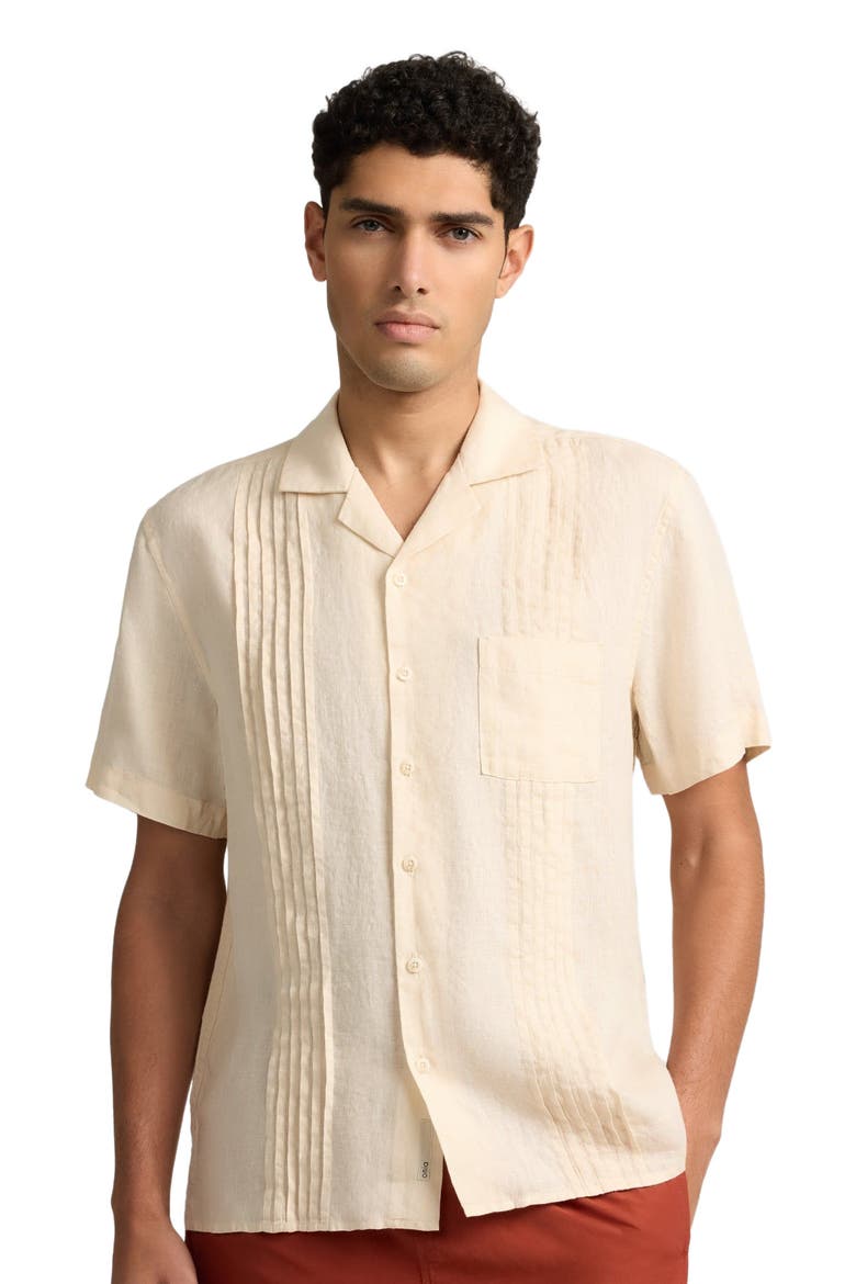Linen Pintuck Camp Shirt, Alternate, color, NATURAL
