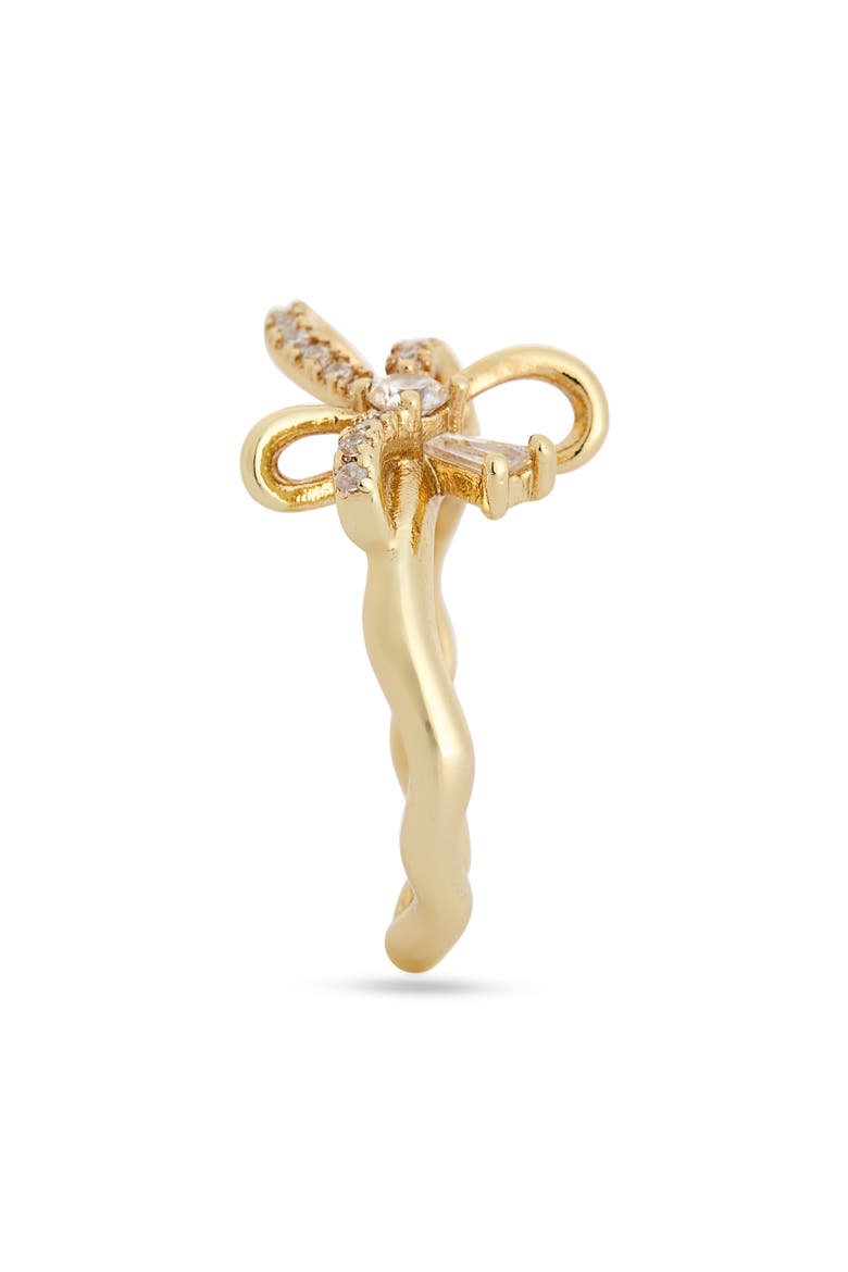 Cubic Zirconia Bow Ring, Alternate, color, CLEAR- GOLD