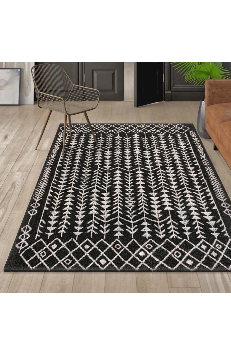 JONATHAN Y Ziri Moroccan Geometric Area Rug, Alternate, color, Black/Cream