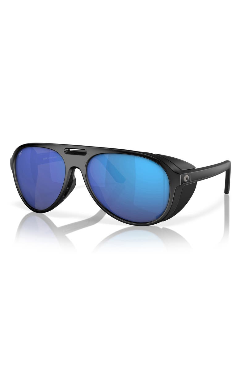Costa Del Mar Grand Catalina 59mm Polarized Pilot Sunglasses, Alternate, color, Matte Black/ Blue Mirror