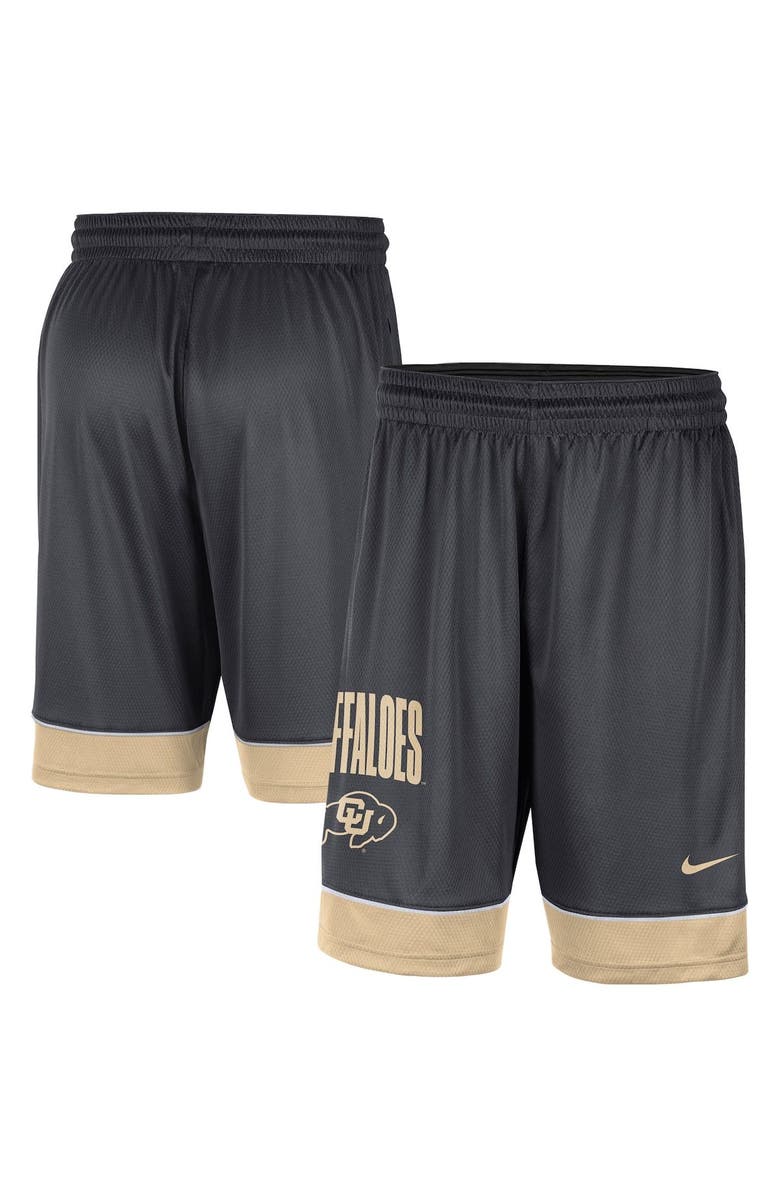 Nike Men's Nike Charcoal/Gold Colorado Buffaloes Fast Break Performance Shorts, Main, color, 