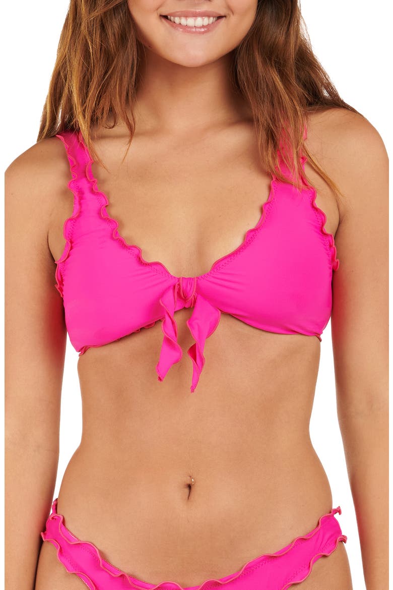Solid Merrow Bralette Bikini Top, Main, color, BRIGHT PINK