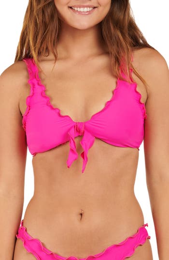 Citrus Solid Merrow Bralette Bikini Top In Pink