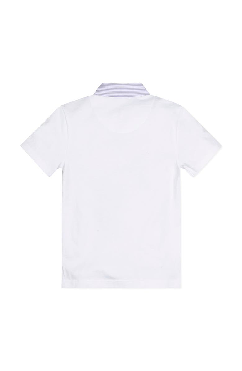 Hope & Henry Baby Boys' Organic Jersey Polo with Seersucker, Infant, Alternate, color, White With Lavender Trim