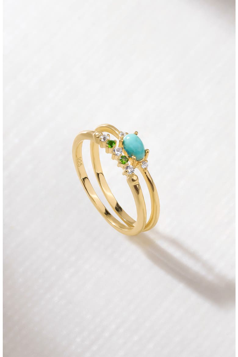 Set of 2 Turquoise Rings, Alternate, color, BLUE