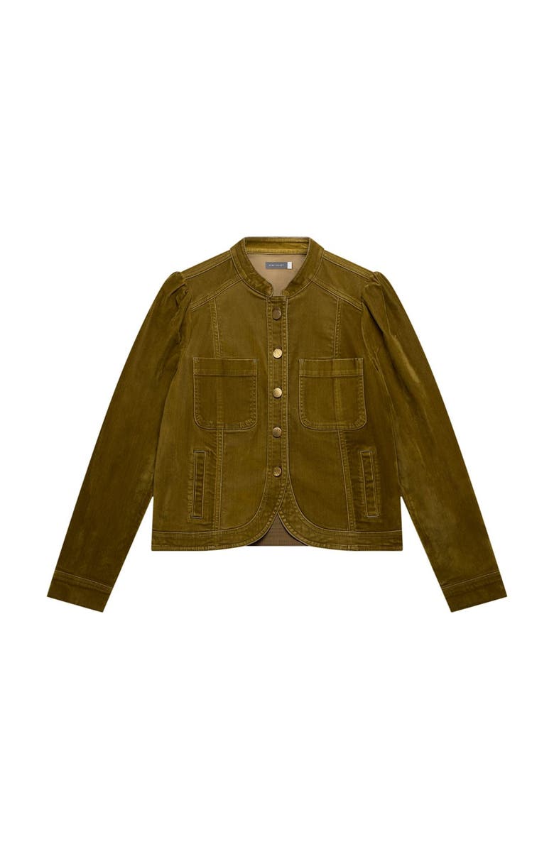 MINT VELVET Puff Shoulder Flocked Jacket, Alternate, color, Khaki