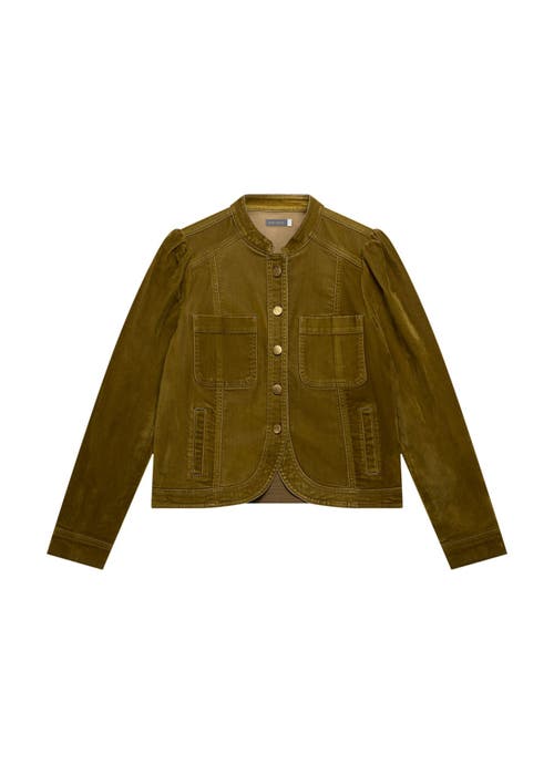 Mint Velvet Puff Shoulder Flocked Jacket In Green