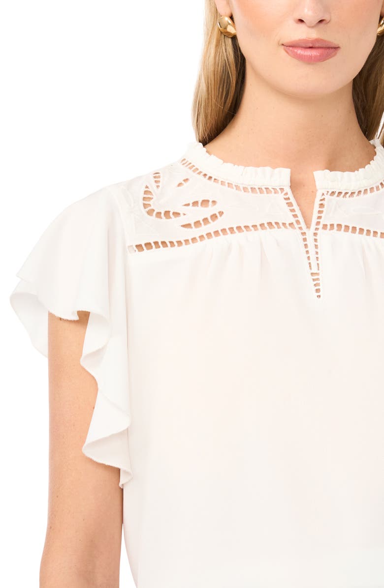Vince Camuto Embroidered Ruffle Sleeve Top, Alternate, color, 