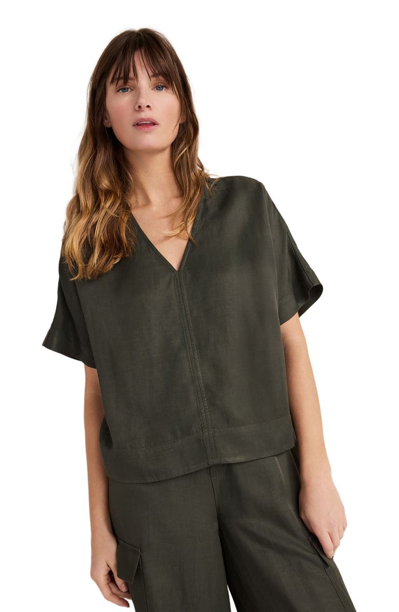 Haven Well Within Viscose Linen V-Neck Top, Main, color, 