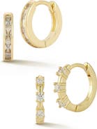 GLAZE JEWELRY Set of 2 Cubic Zirconia Huggie Hoop Earrings