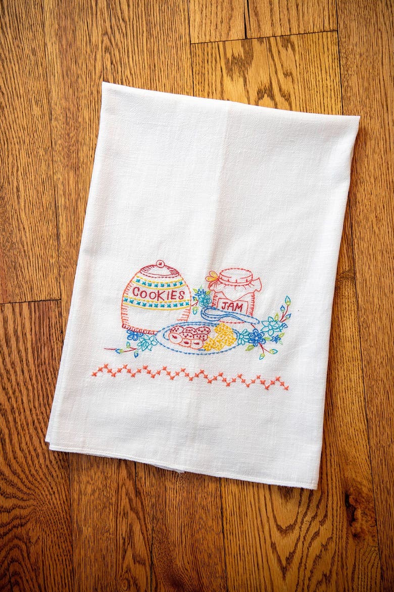 Baking & Cookies Embroidered Tea Towels, Set of 2, Alternate, color, White