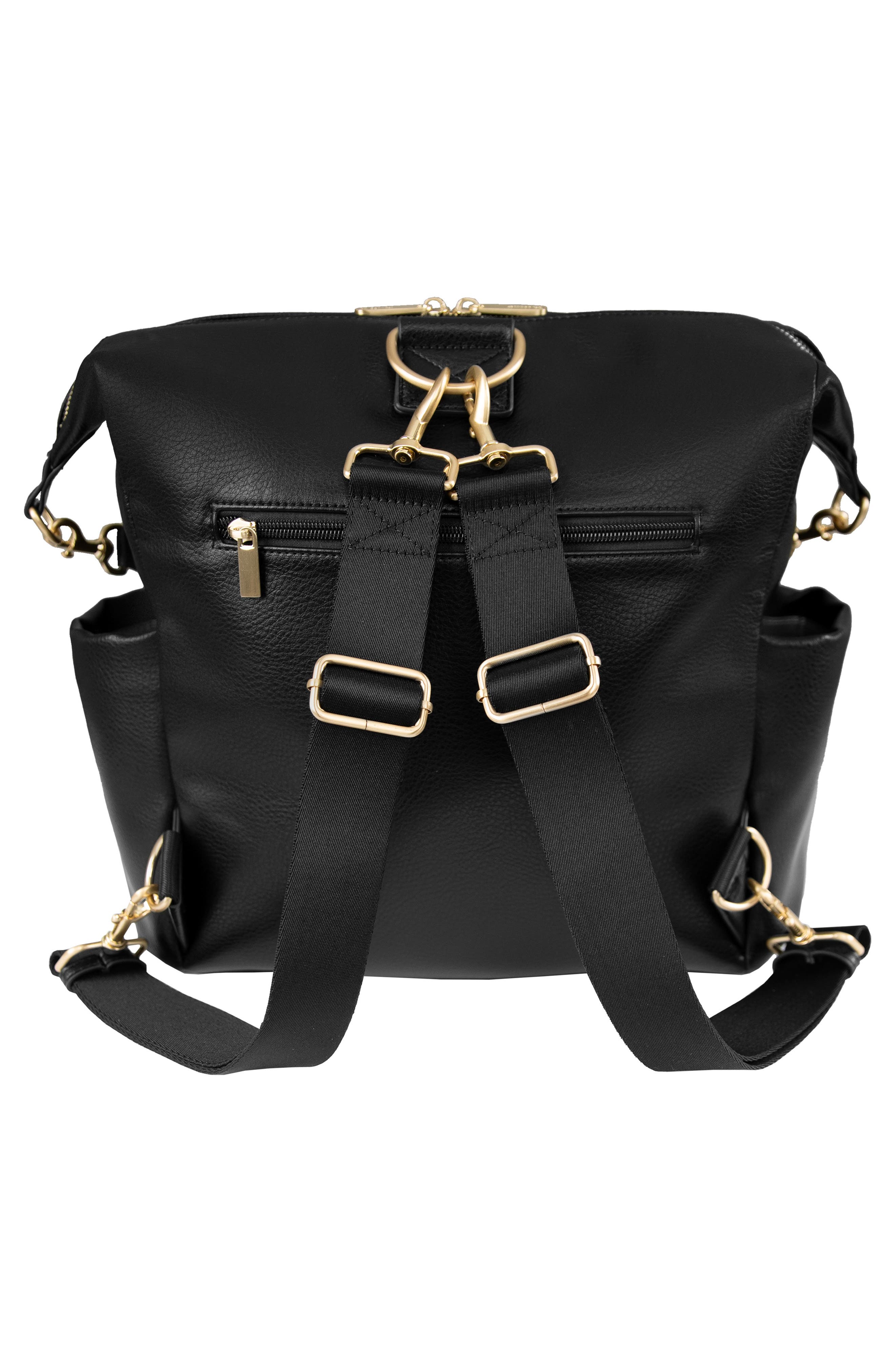 TWELVElittle Peekaboo Faux Leather Convertible Diaper Backpack, Alternate, color, Black