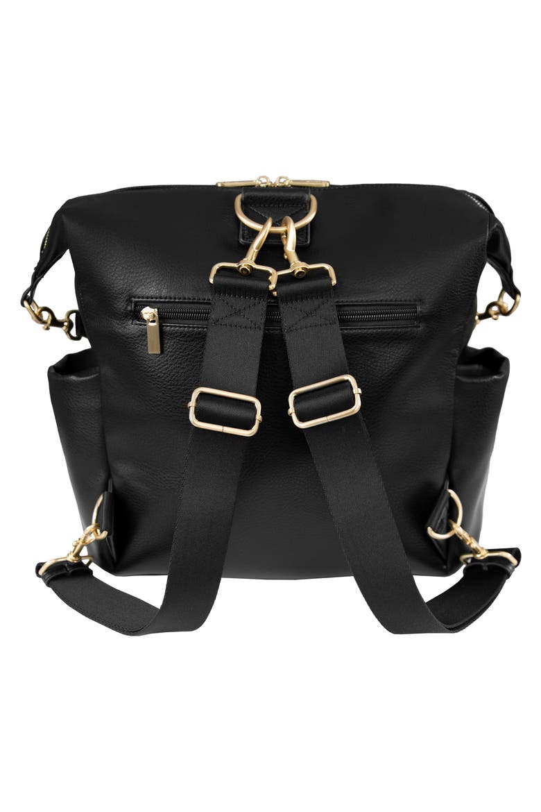 Peekaboo Faux Leather Convertible Diaper Backpack, Alternate, color, BLACK