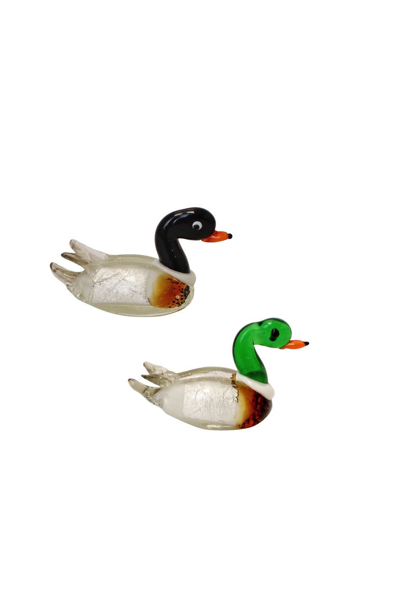 Beachcombers 2" Glass Duck Figures Figurines Set Of 6, Main, color, Green