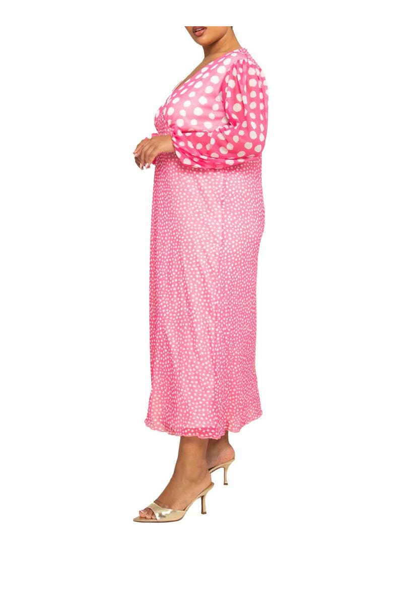 FASHION-SZN CURVE Long Sleeved Polka Dot Midi Dress, Alternate, color,