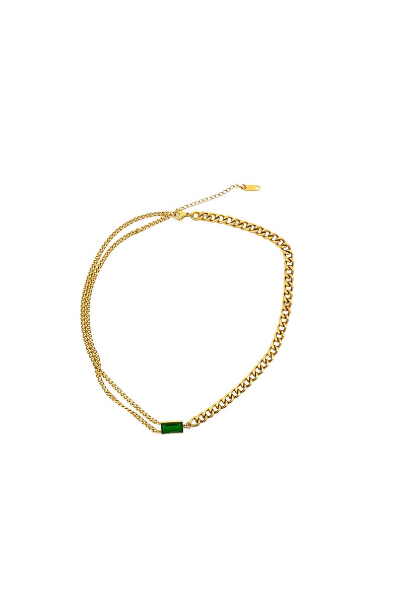 Mixed Chain Necklace with Rectangular Accent, Main, color, Yellow Gold