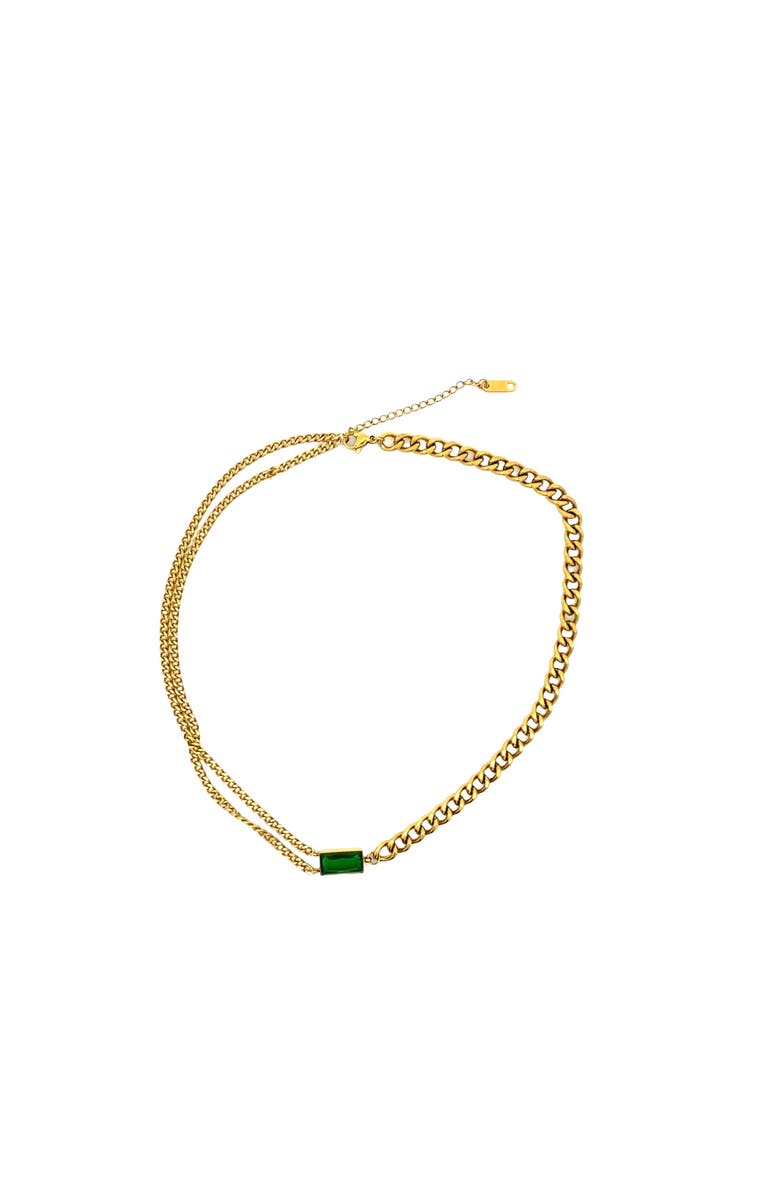 Gemini Jewelry Mixed Chain Necklace with Rectangular Accent, Main, color, Yellow Gold