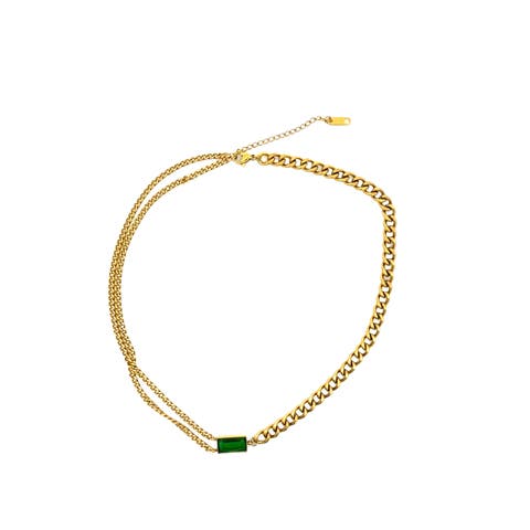 Mixed Chain Necklace with Rectangular Accent