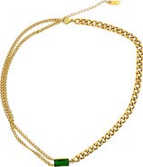 Gemini Jewelry Mixed Chain Necklace with Rectangular Accent