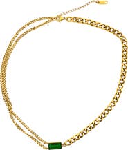 Gemini Jewelry Mixed Chain Necklace with Rectangular Accent