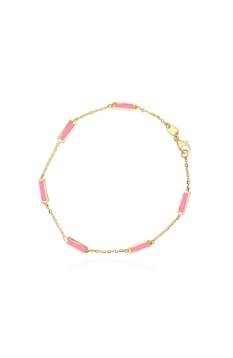 The Lovery Fine Jewelry Bubblegum Pink Bar Chain Bracelet, Main, color, Bubblegum Pink