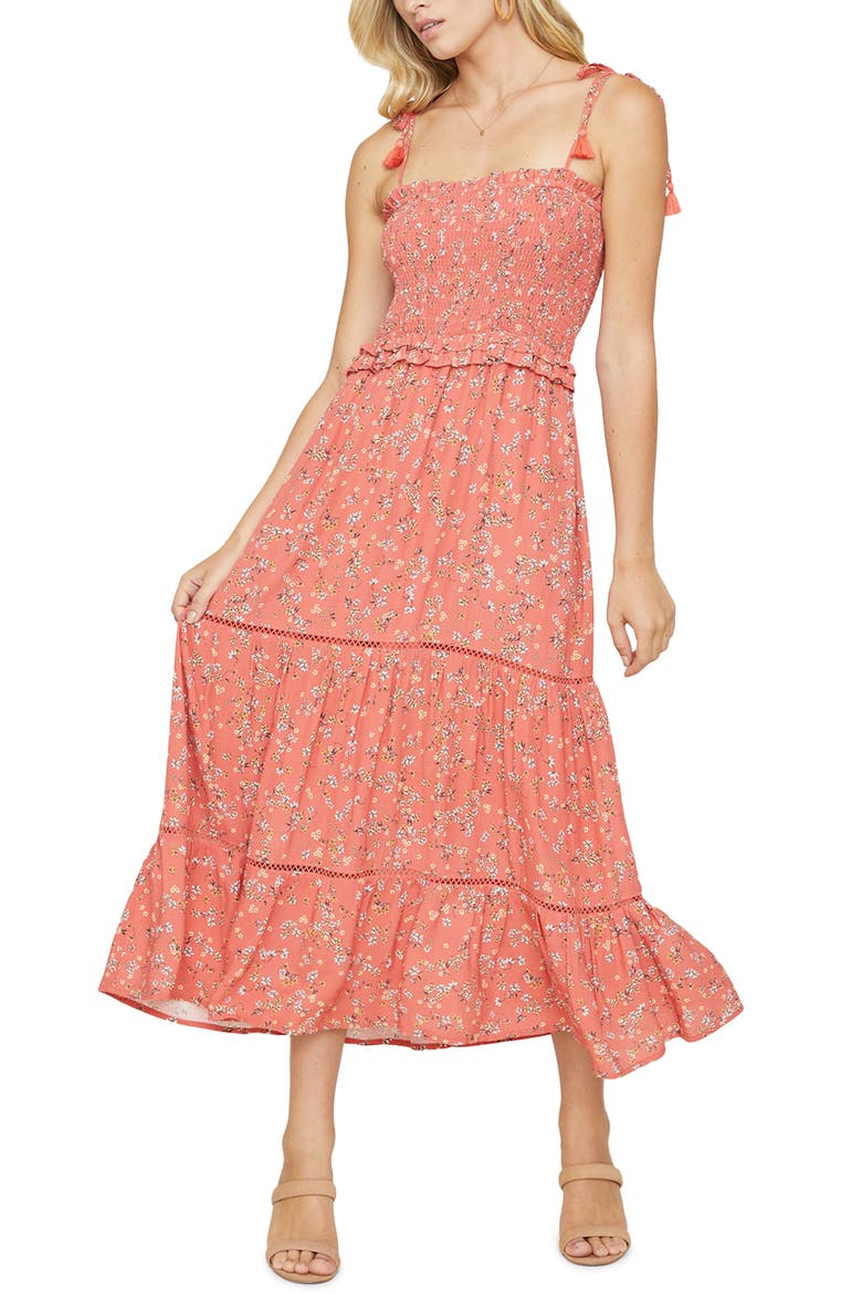 Everyday Adventures Tie Shoulder Maxi Dress, Main, color, RED ORANGE COR