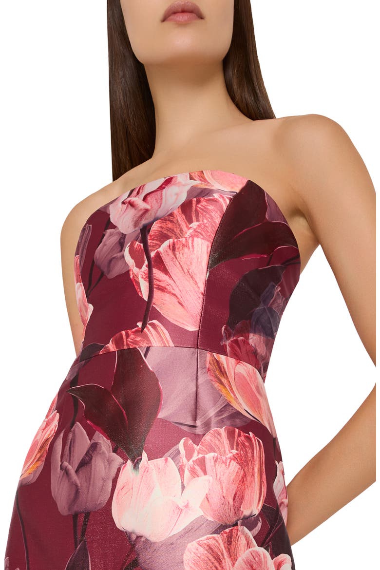 Orion Tulip Brocade Strapless Maxi Dress, Alternate, color, RED MULTI