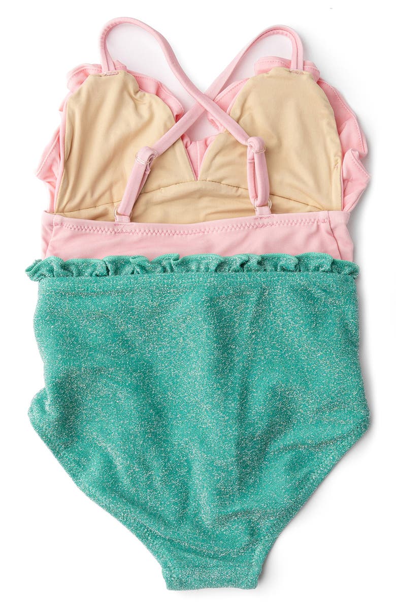 Shade Critters Kids' Metallic Ruffle Tie Belt One-Piece Swimsuit, Alternate, color, Multi