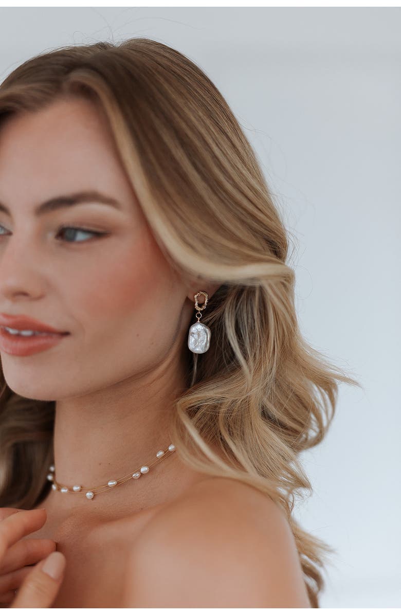 Untamed Petals Gemma Pearl Drop Earrings, Alternate, color, White