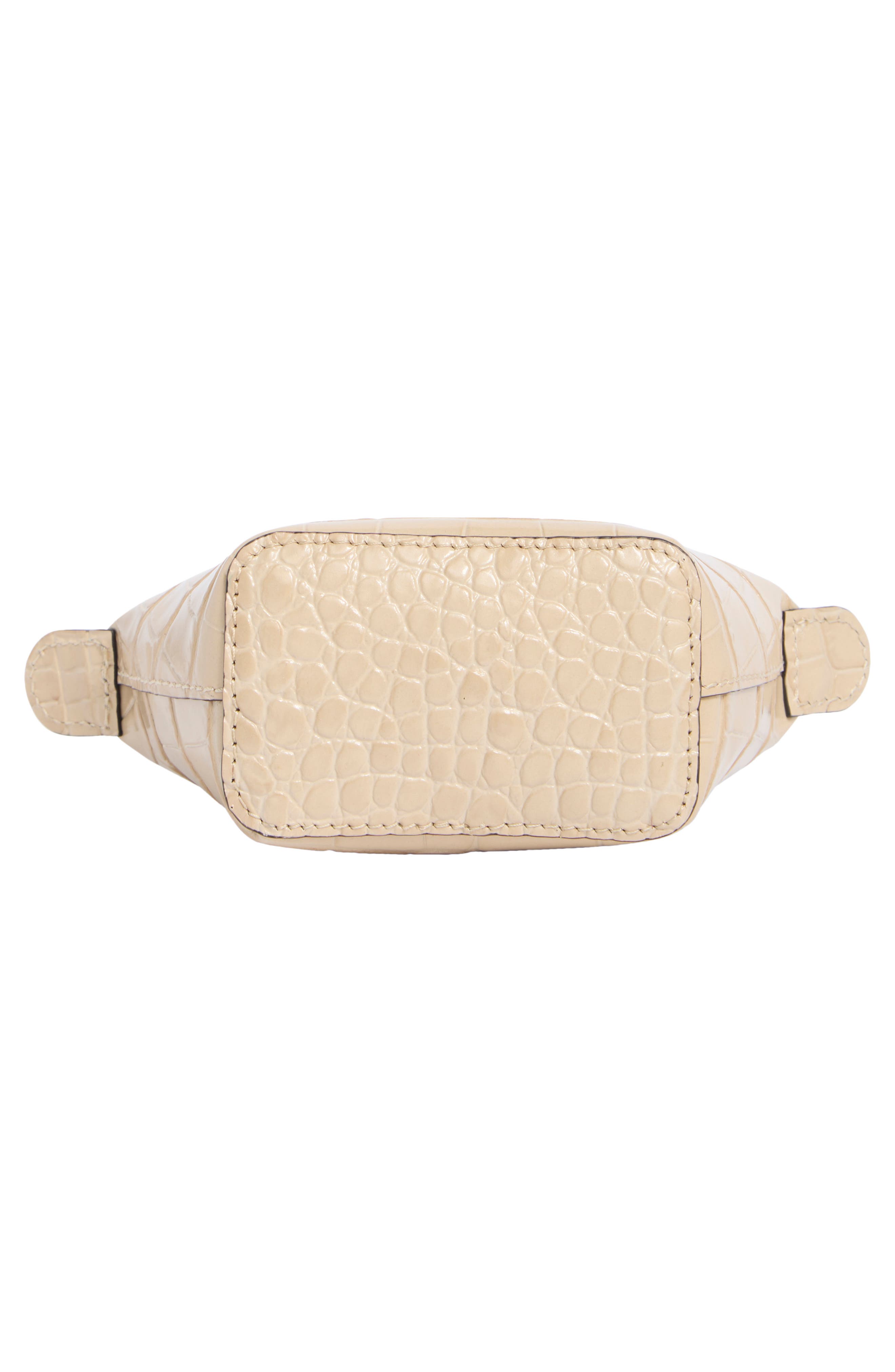 Longchamp Nano Croc Embossed Leather Crossbody Bag, Alternate, color, Chalk