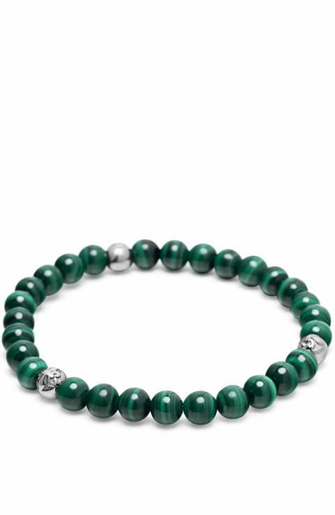 Green Malachite Silver Ball Bracelet